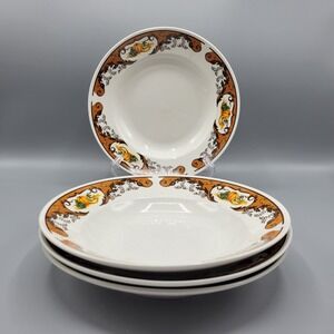 4 American Atelier Harvest Pumpkin 5733 Soup Bowl  Wide Rim Thanksgiving Meal